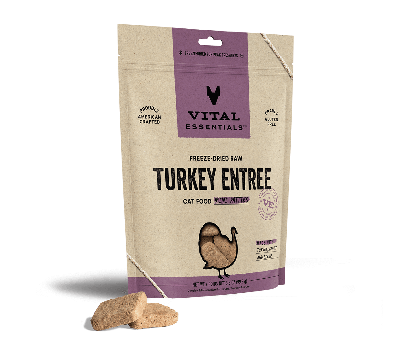 Vital Essentials Freeze-Dried Cat Food Mini Patties Turkey 3.75oz by Pet Food Warehouse