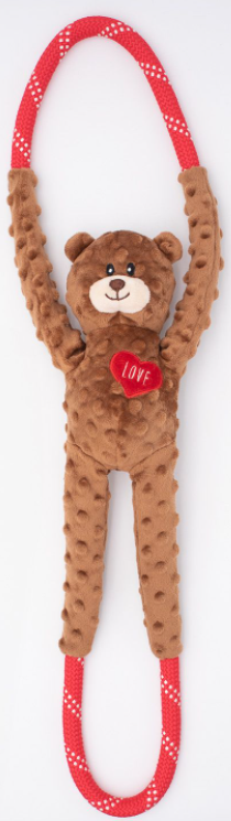 Zippy Paws Ropetugz Valentine's Bear by Pet Food Warehouse