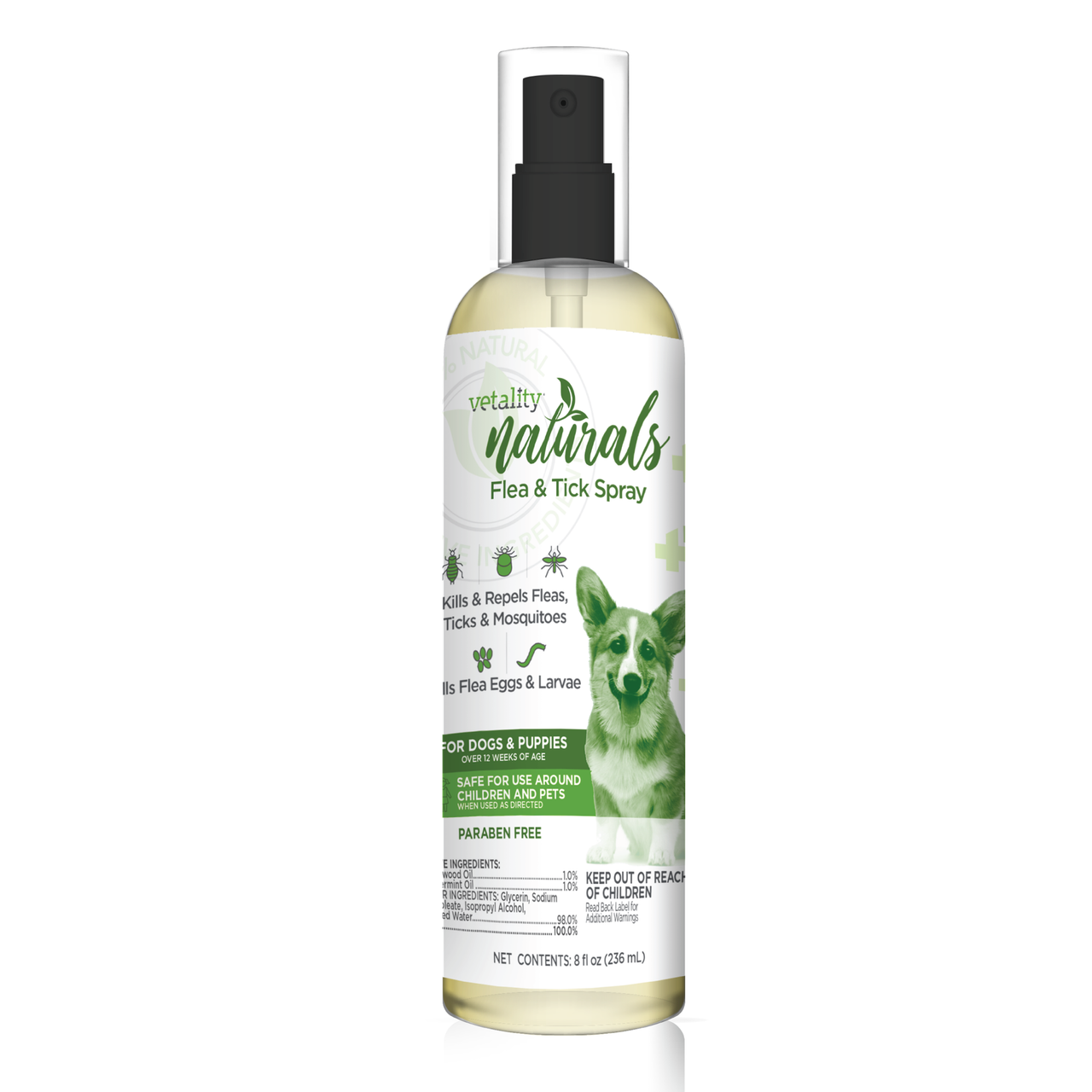 Vetality Naturals Flea & Tick Spray for Dogs 8oz by Pet Food Warehouse