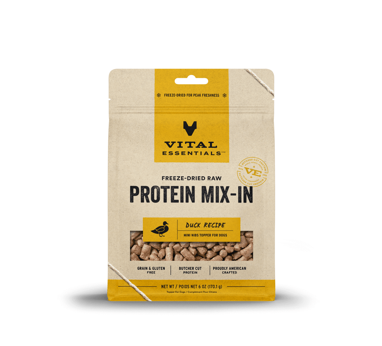 Vital Essentials Raw Protein Mix-In Duck Recipe Mini Nibs Topper for Dogs 6oz by Pet Food Warehouse