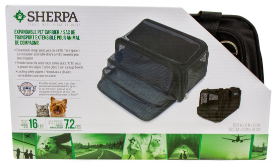 Sherpa Expandable Travel Pet Carrier Airline Approved Foldable Black Medium by Pet Food Warehouse