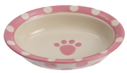 Petrageous Pink Polka Paws Dish 6.25" by Pet Food Warehouse