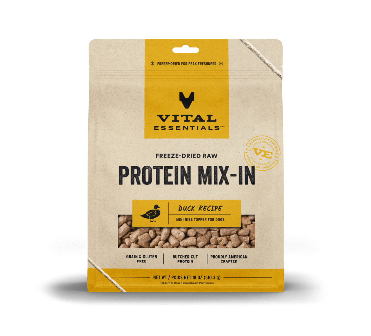 Vital Essentials Raw Protein Mix-In Duck Recipe Mini Nibs Topper for Dogs 18oz by Pet Food Warehouse