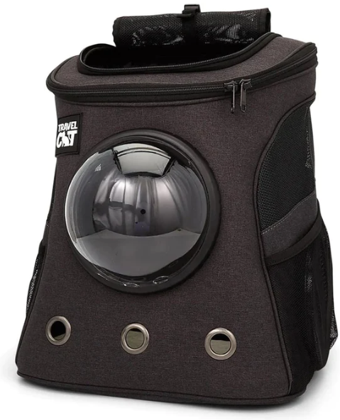 Travel Cat "The Fat Cat" Cat Backpack For Larger Cats Charcoal by Pet Food Warehouse