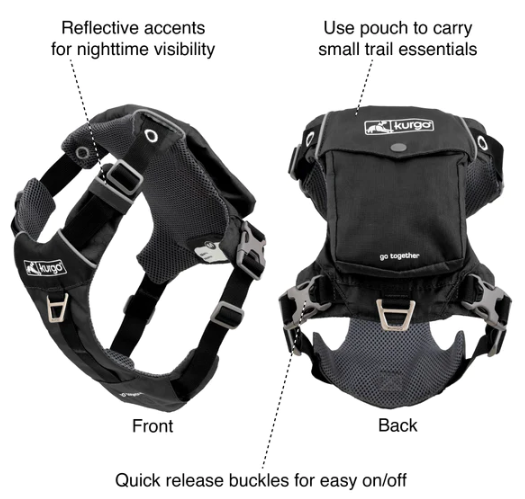 Kurgo Stash N Dash Harness Black Medium by Pet Food Warehouse