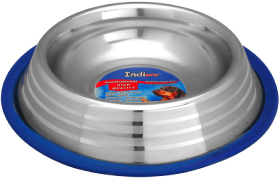 Indipets 8oz. Silver Stripe Non Tip Dog Dish by Pet Food Warehouse