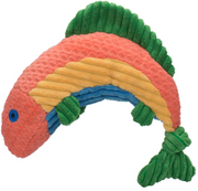 HuggleHound Knottie Raucous Rainbow Trout Small Dog Toy by Pet Food Warehouse