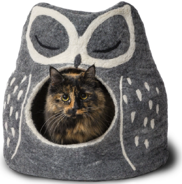 Dharma Dog Karma Cat Wool Pet Cave Owl Grey Cat Bed by Pet Food Warehouse