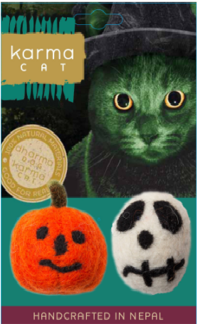 Dharma Dog Karma Cat Wool Skull & Jack-O-Lantern 2 Pack by Pet Food Warehouse