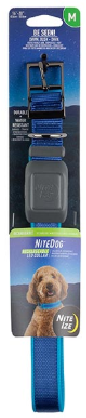 NightDog Rechargeable LED Collar Blue Blue Medium by Pet Food Warehouse