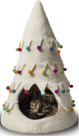 Dharma Dog Karma Cat Wool Pet Cave Holiday Tree White by Pet Food Warehouse