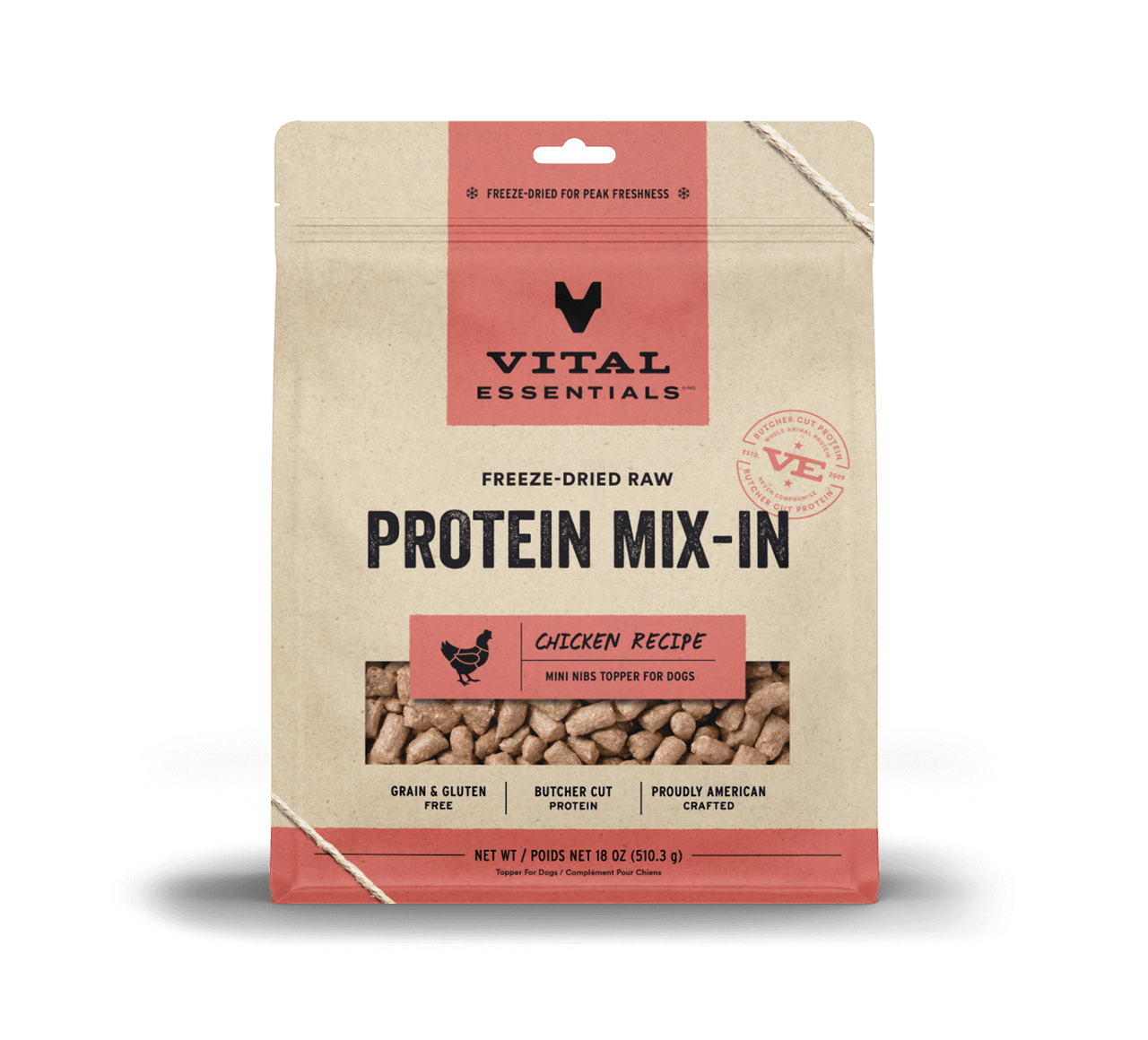 Vital Essentials Raw Protein Mix-In Chicken Recipe Mini Nib Topper for Dogs 18oz by Pet Food Warehouse