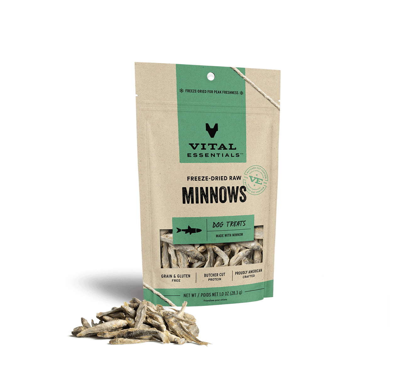 Vital Essentials Freeze-Dried Dog Treats Minnows 1oz by Pet Food Warehouse