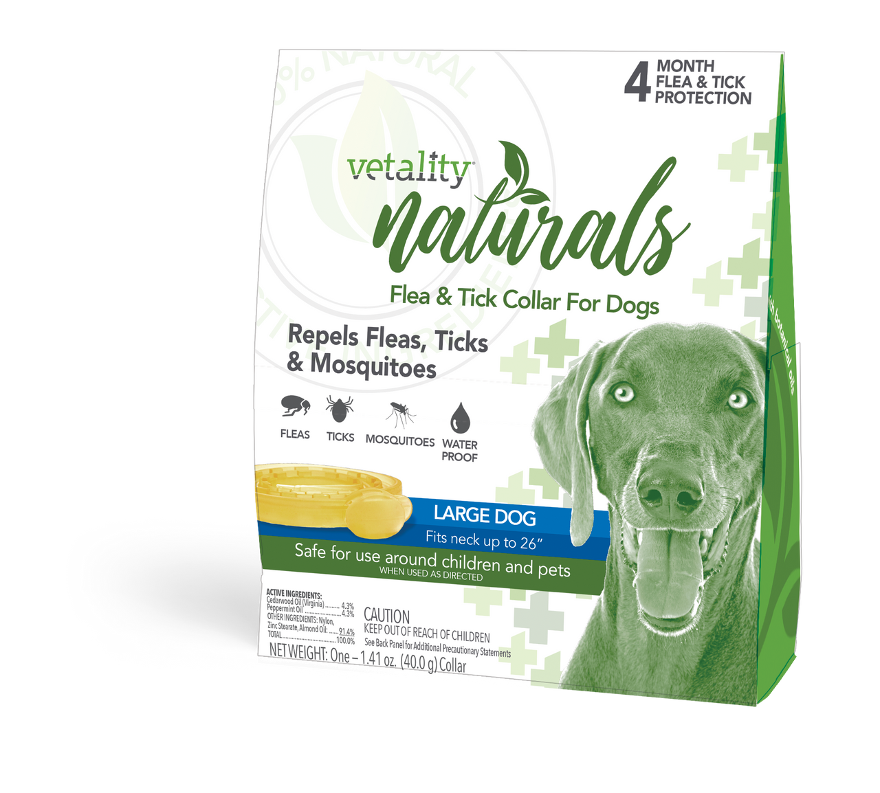 Vetality Naturals Flea & Tick Collar for Large Dogs fits necks up to 26” 4 month by Pet Food Warehouse