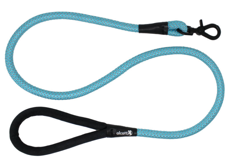 Alcott Adventure Rope Leash Reflective Stitching 5' Blue by Pet Food Warehouse