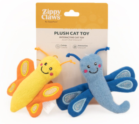 ZippyClaws Butterfly Dragonfly Cat Toy 2 pack by Pet Food Warehouse