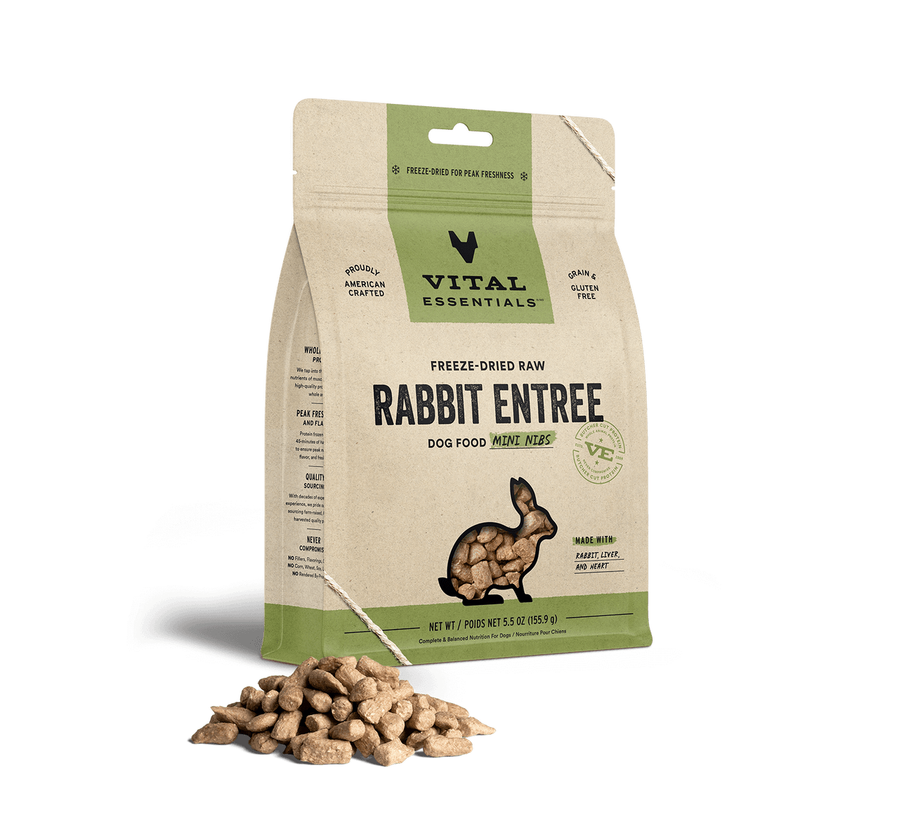 Vital Essentials Freeze-Dried Raw Entree Dog Food Mini Nibs Rabbit 5.5oz by Pet Food Warehouse