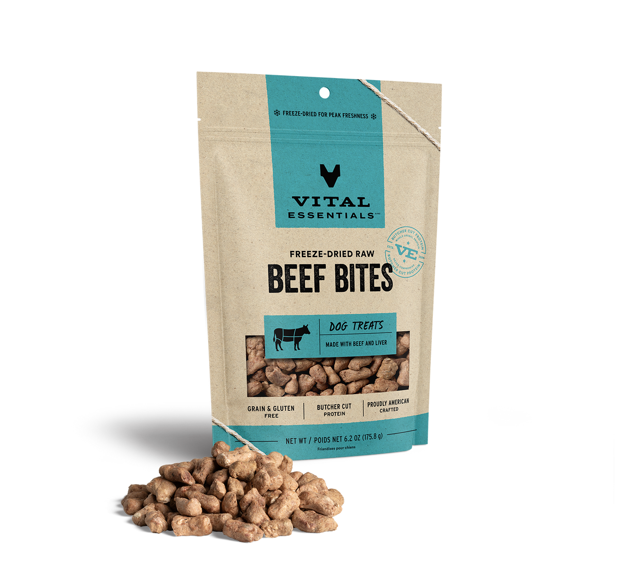Vital Essentials Freeze-Dried Dog Treats Beef Bites 6.2oz by Pet Food Warehouse