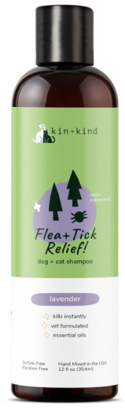 Kin+Kind Flea &Tick Shampoo Dog Or Cat 12oz by Pet Food Warehouse