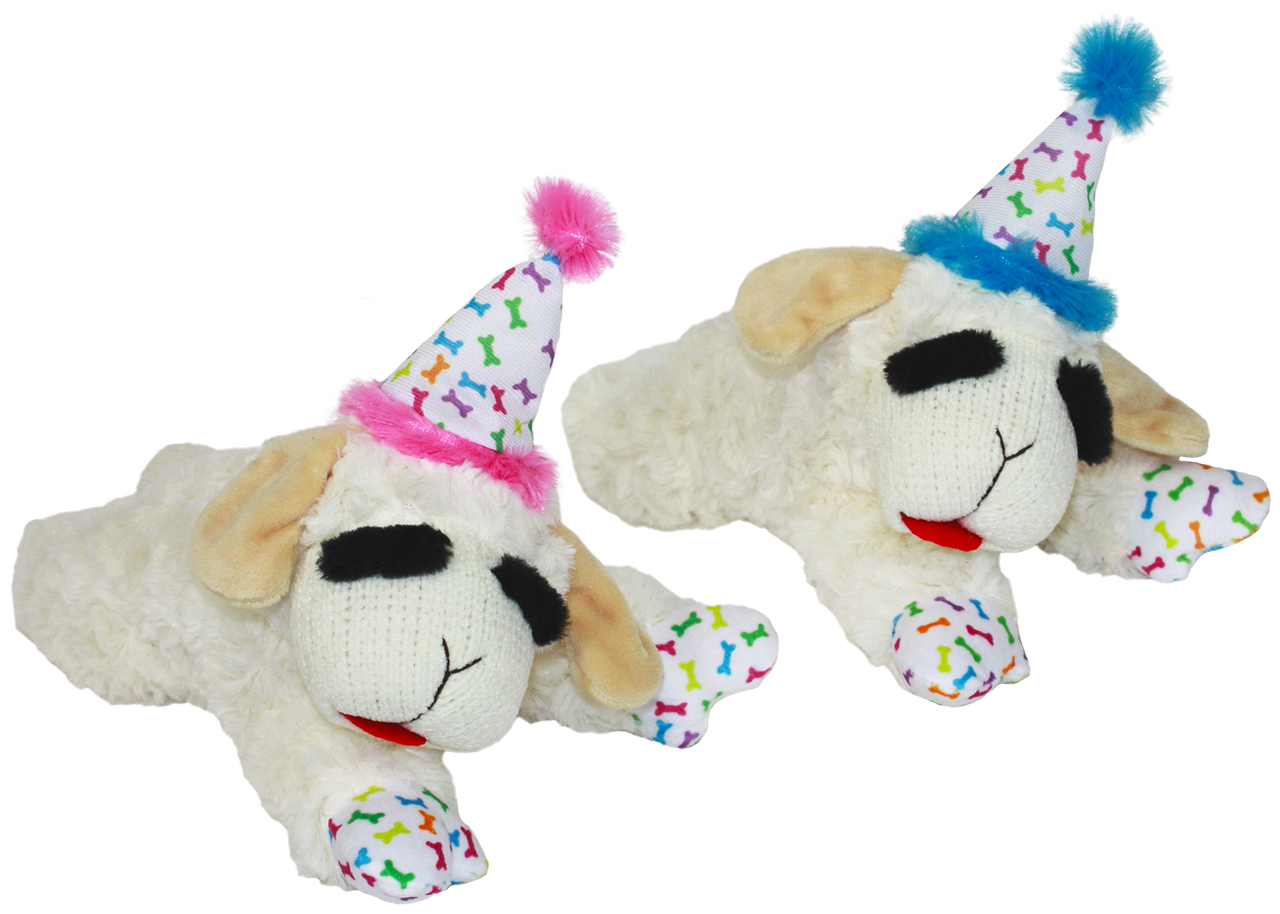 Multipet Lamb Chop w/Birthday Hat assorted 10.5" by Pet Food Warehouse