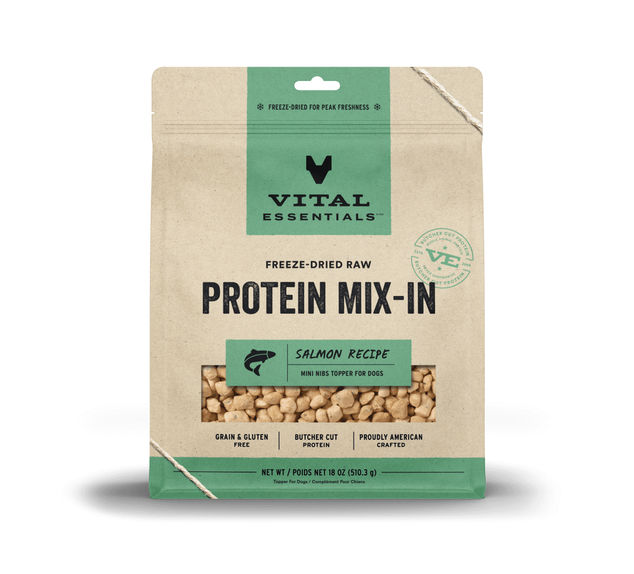 Vital Essentials Raw Protein Mix-In Salmon Recipe Mini Nibs Topper for Dogs 18oz by Pet Food Warehouse