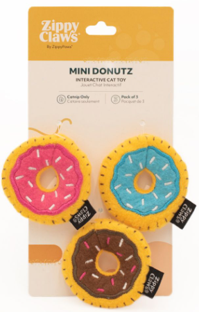ZippyClaws Mini Donuts Cat Toy 3pk by Pet Food Warehouse