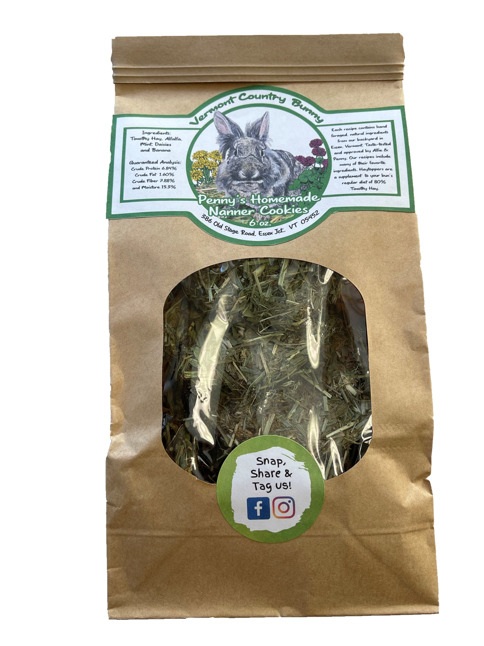 Vermont Country Bunny Homemade Nanner Cookies 6oz by Pet Food Warehouse