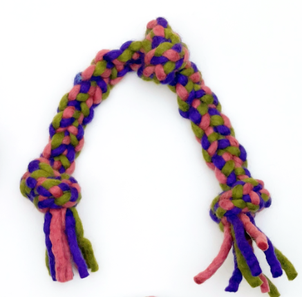 Dharma Wool Three Knot Rope Purple/ Pink 15" by Pet Food Warehouse