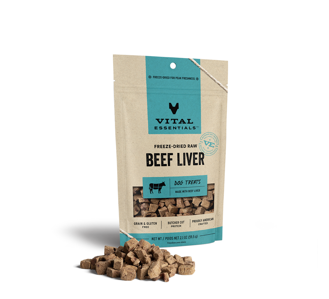 Vital Essentials Freeze-Dried Dog Treats Beef Liver 2.1oz by Pet Food Warehouse