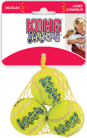Kong ast3 3 Pack Small Squeaker Tennis Ball Dog Toy by Pet Food Warehouse