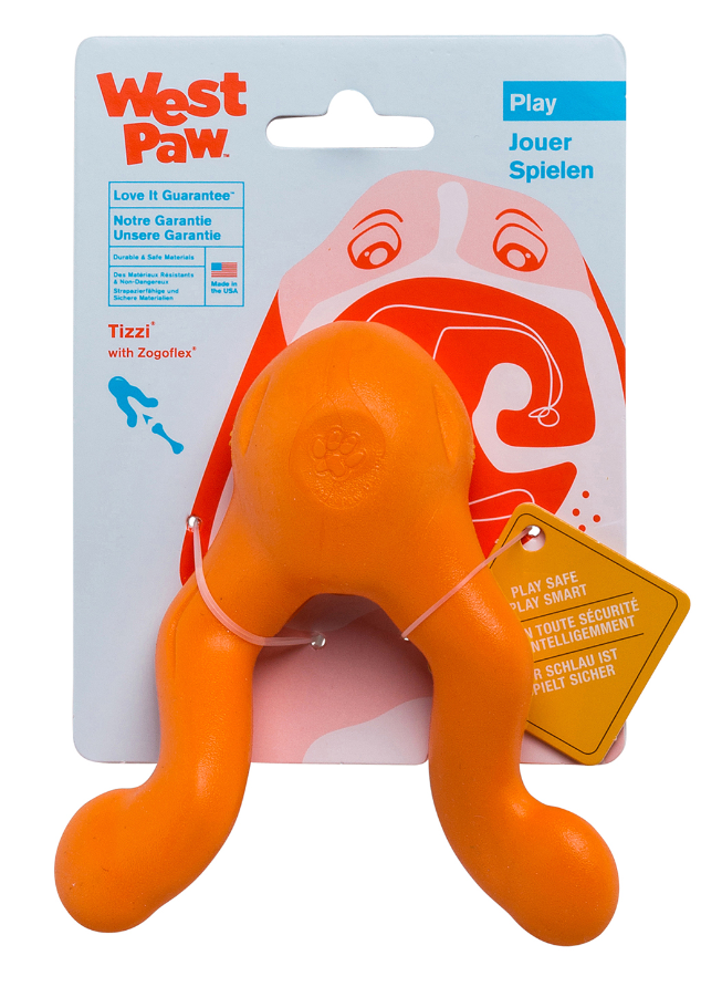 West Paw Tizzi Dog Toy Tangerine 4.5" by Pet Food Warehouse