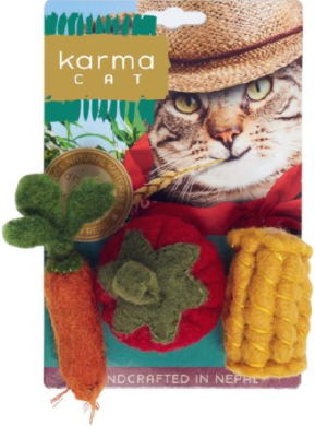 Dharma Dog Karma Cat Wool Vegess 3 Pack Cat Toy by Pet Food Warehouse