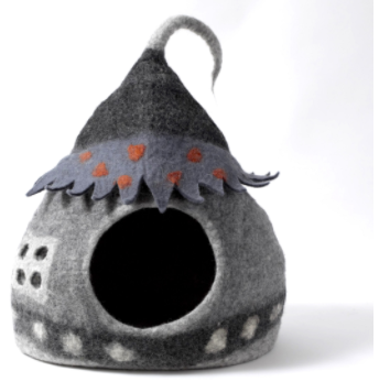 Dharma Dog Karma Cat Wool Pet Cave Fairy House Grey Cat Bed by Pet Food Warehouse