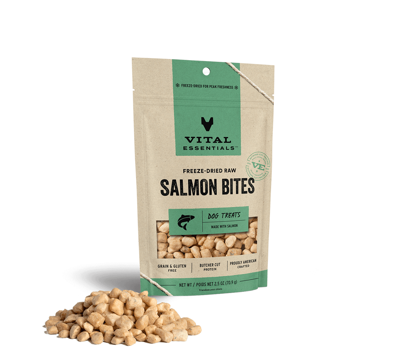 Vital Essentials Freeze-Dried Dog Treats Salmon Bites 2.5oz by Pet Food Warehouse