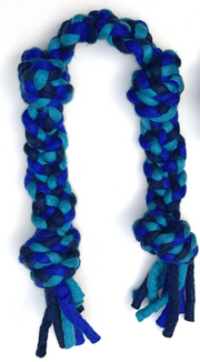 Dharma Wool Three Knot Rope Blue/ Turquoise 15" by Pet Food Warehouse