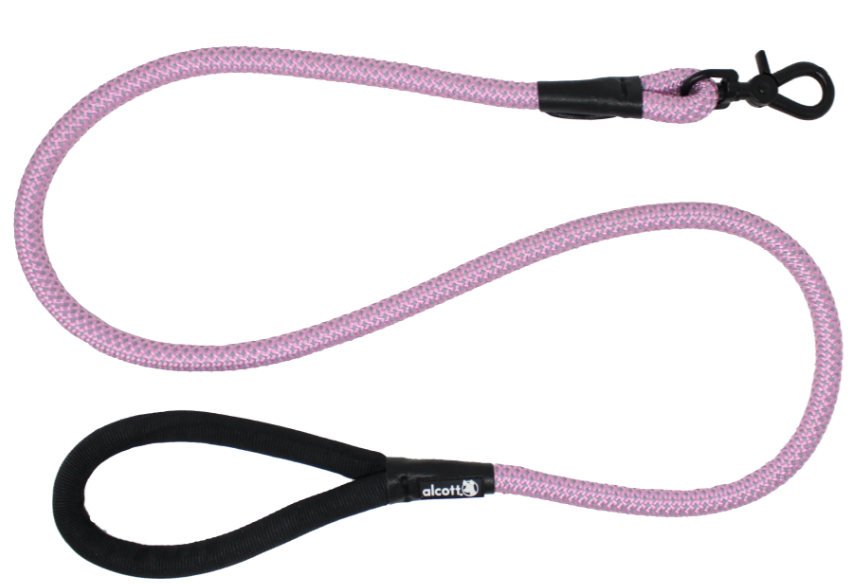 Alcott Adventure Rope Leash Reflective Stitching 5' Pink by Pet Food Warehouse