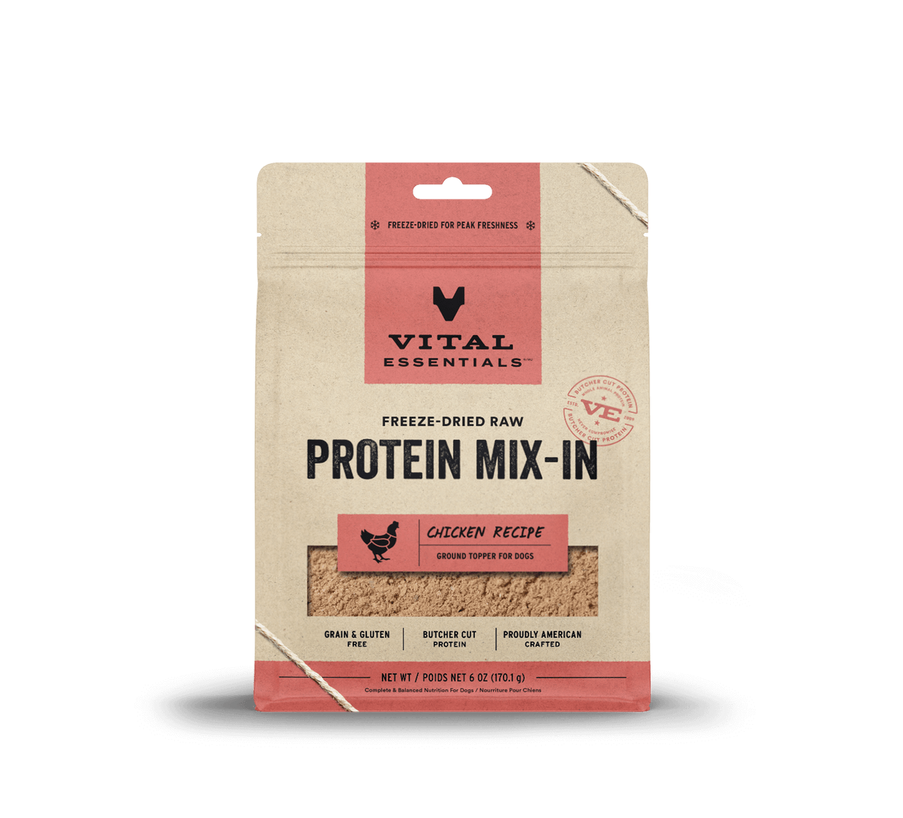 Vital Essentials Raw Protein Mix-In Chicken Recipe Ground Topper for Dogs 6oz by Pet Food Warehouse