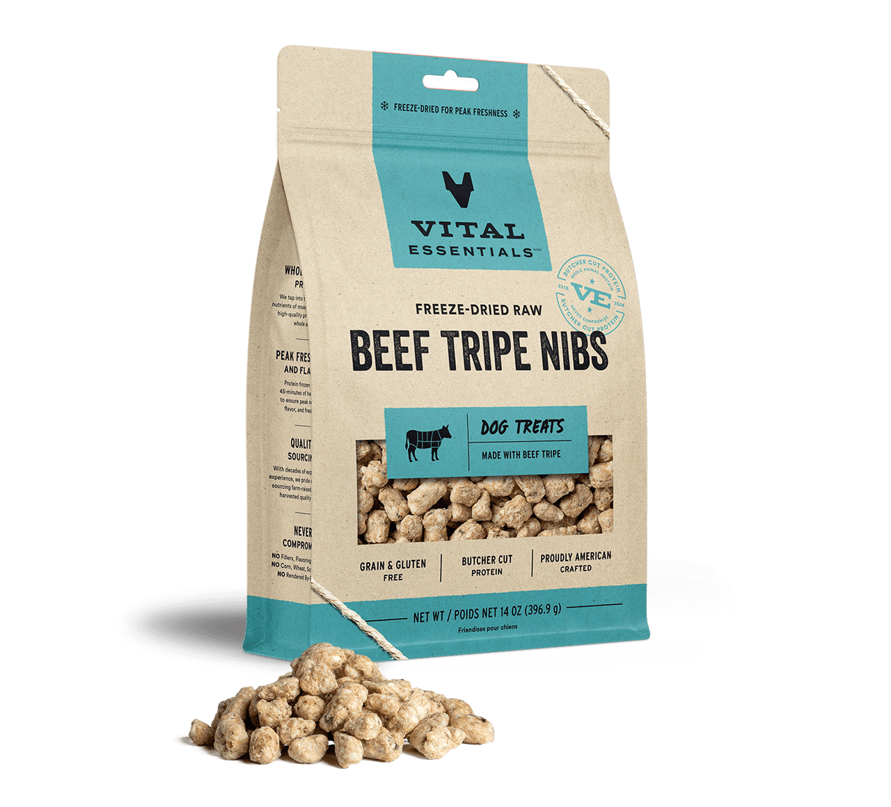Vital Essentials Freeze-Dried Dog Treats Beef Tripe Bites 14oz by Pet Food Warehouse