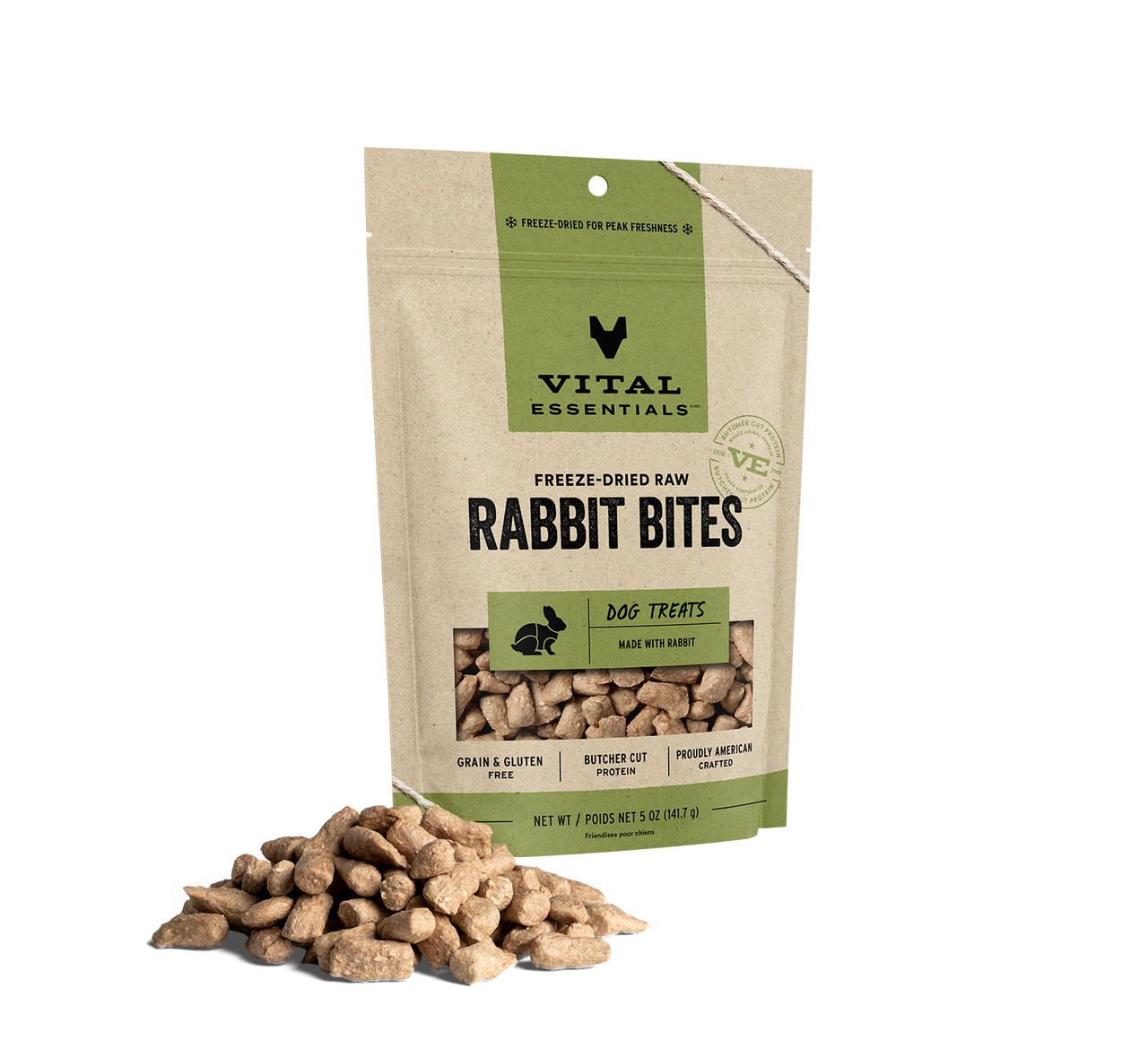 Vital Essentials Freeze-Dried Dog Treats Rabbit Bites 5oz by Pet Food Warehouse