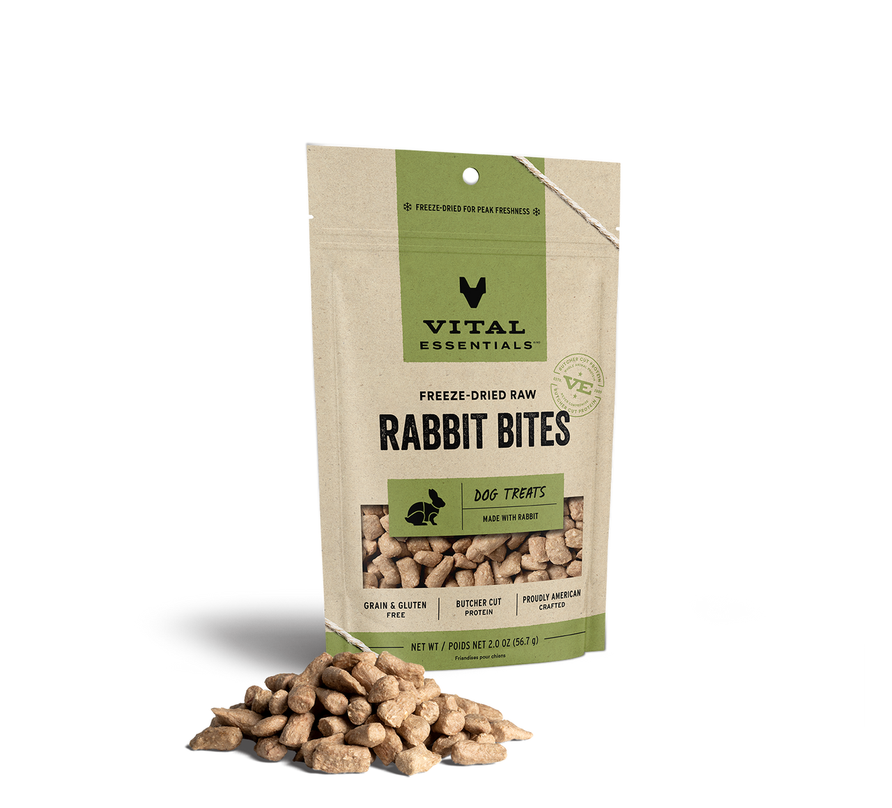 Vital Essentials Freeze-Dried Dog Treats Rabbit Bites 2oz by Pet Food Warehouse
