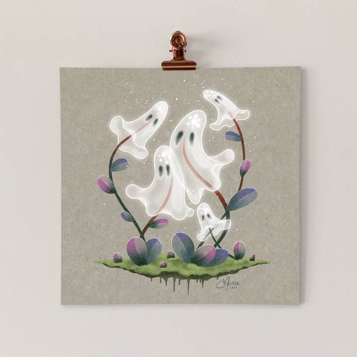 Ghost Plant Art Print | Spooky Garden