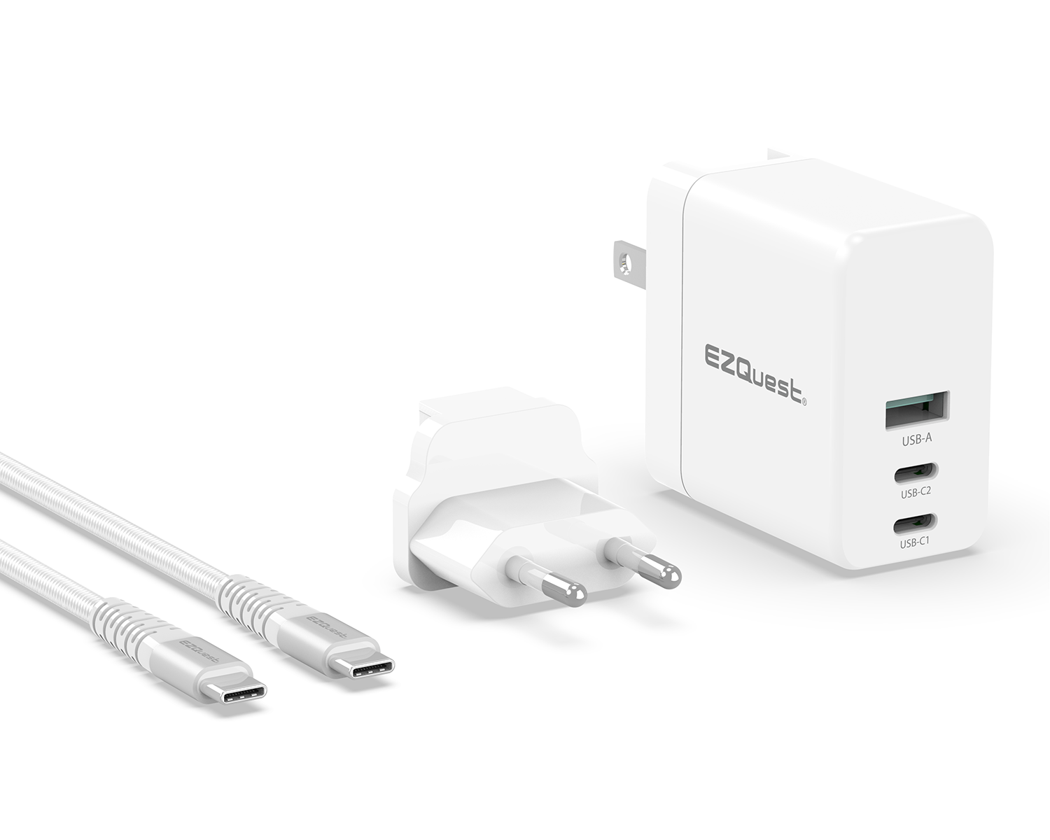 EZQuest UltimatePower 90W GaN USB-C PD Wall Charger - White by Small Dog Electronics