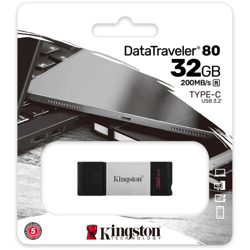 Kingston DataTraveler 80 32GB USB 3.2 (Gen 1) Type C Flash Drive by Small Dog Electronics