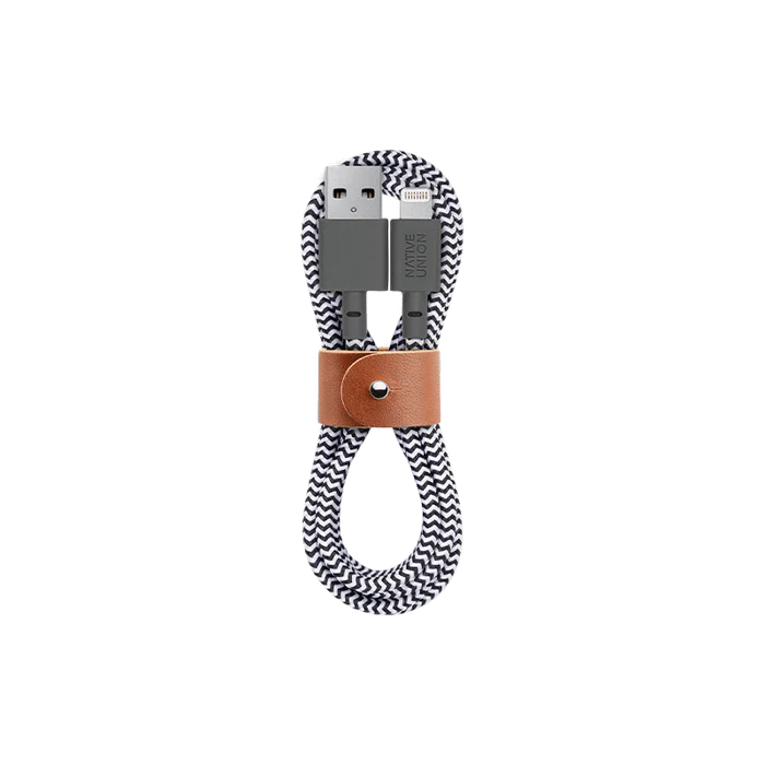 Native Union Belt Cable Ultra Strength Lightning to USB Cable 1.2m - Zebra by Small Dog Electronics
