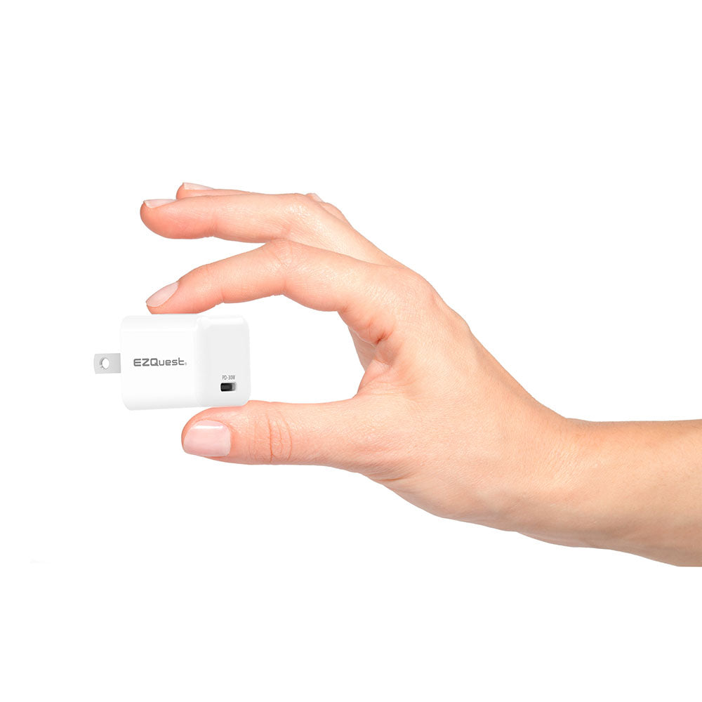 EZQuest UltimatePower Mini 30W GaN USB-C PD Wall Charger - White by Small Dog Electronics