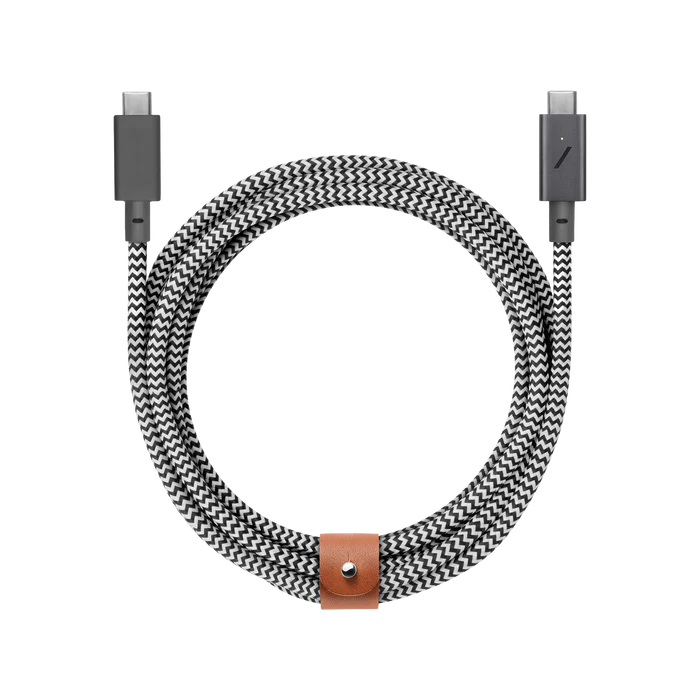 Native Union Belt Cable Ultra Strength USB-C to USB-C Cable 2.4 Meter - Zebra by Small Dog Electronics