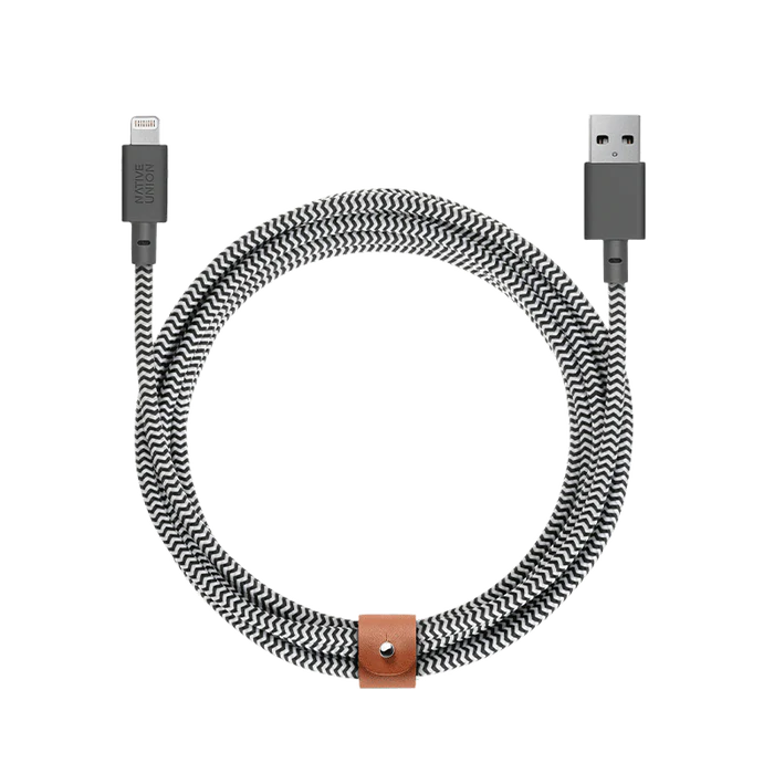 Native Union Belt Cable Ultra Strength Lightning to USB Cable 3 Meter - Zebra by Small Dog Electronics