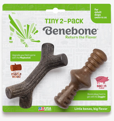 Benebone Puppy Maplestick & Zaggler Bacon Tiny 2pk by Pet Food Warehouse
