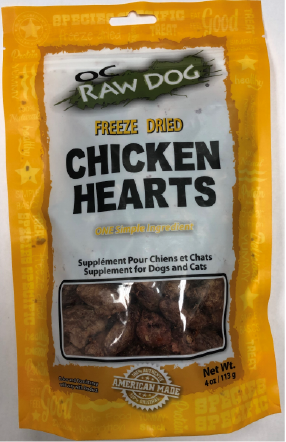 OC Raw Freeze Dried Chicken Heart Dog Treat 4oz by Pet Food Warehouse