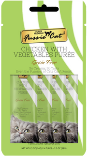 4pk Fussie Cat Chicken & Vegetables Puree Cat Treat .5oz by Pet Food Warehouse